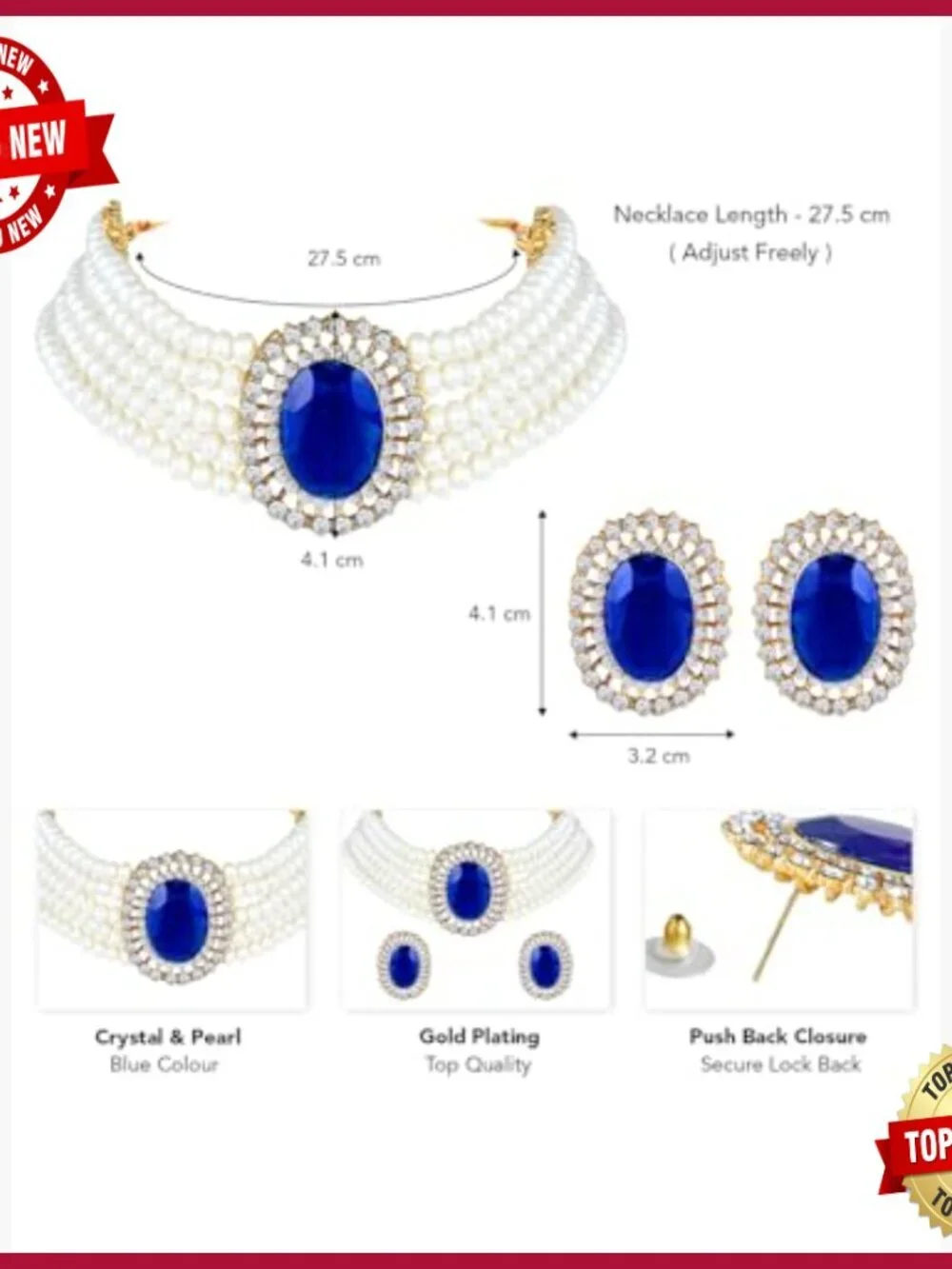 Multi Layered Beaded Necklace Earrings Set Traditional Wedding Jewelry
